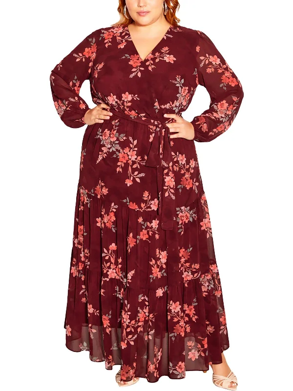 Plus Alicia Womens Floral Print Polyester Maxi Dress First Order Discount