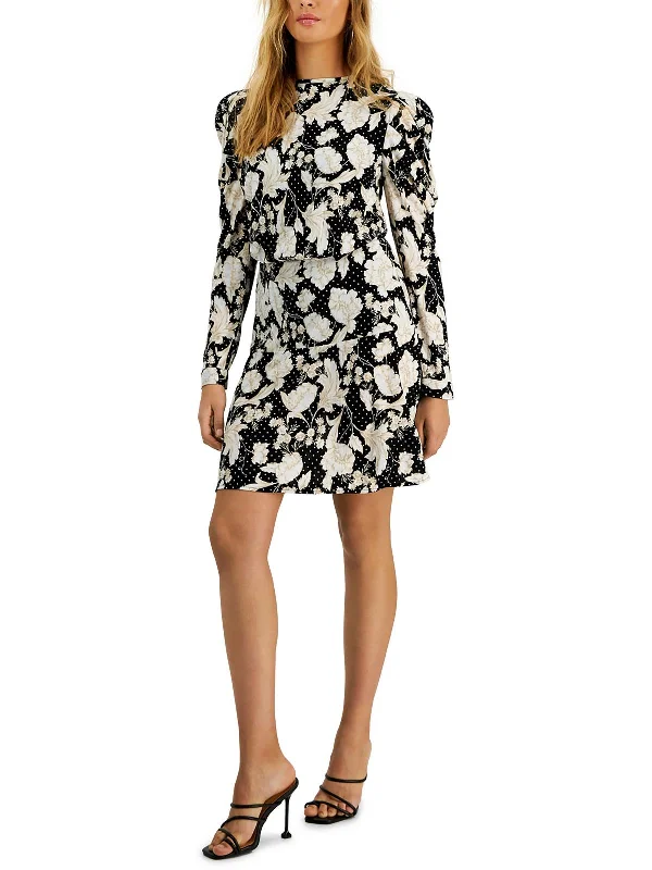 Womens Floral Print Stretch Wear To Work Dress Classic Charm