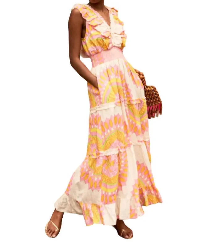 Sunrise Floral Print Maxi Dress In Multi Final Clearance