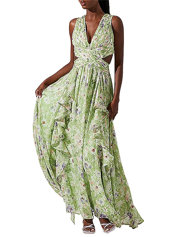 Noya Womens Floral Print Polyester Maxi Dress Sophisticated Cut