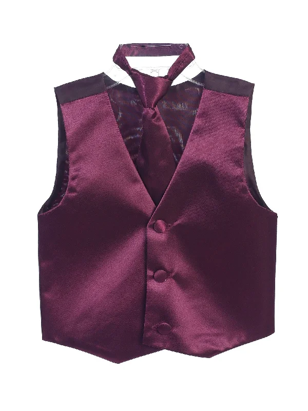 Big Boys Wine Three Button Satin Vest Tie 2 Pc Set 8-16 Save On Inspired Styles