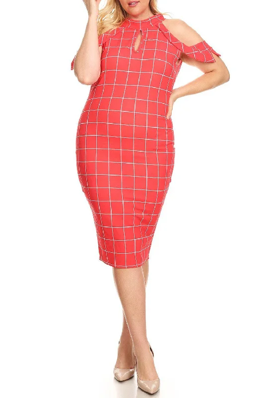 HI Curvy Plus size bodycon dress mock neck Flash Sale