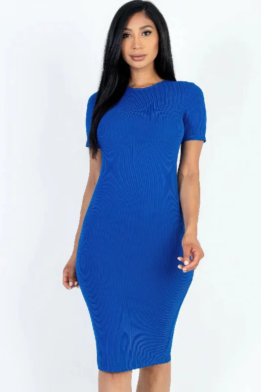 Ribbed Bodycon Midi Dress Playful Elegance