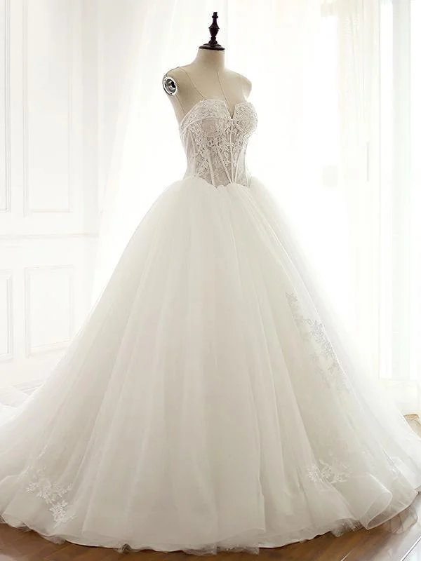 Sweetheart Lace Tulle Long Wedding Dresses Summer Splash Sale