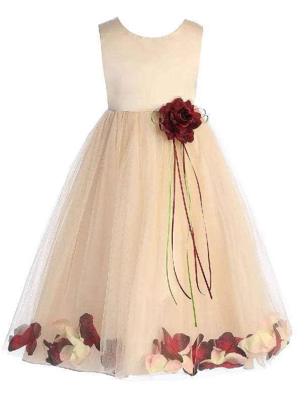 Girls Blush Satin Top Without Sash Petal Flower Girl Dress 2-14 Chic Allure