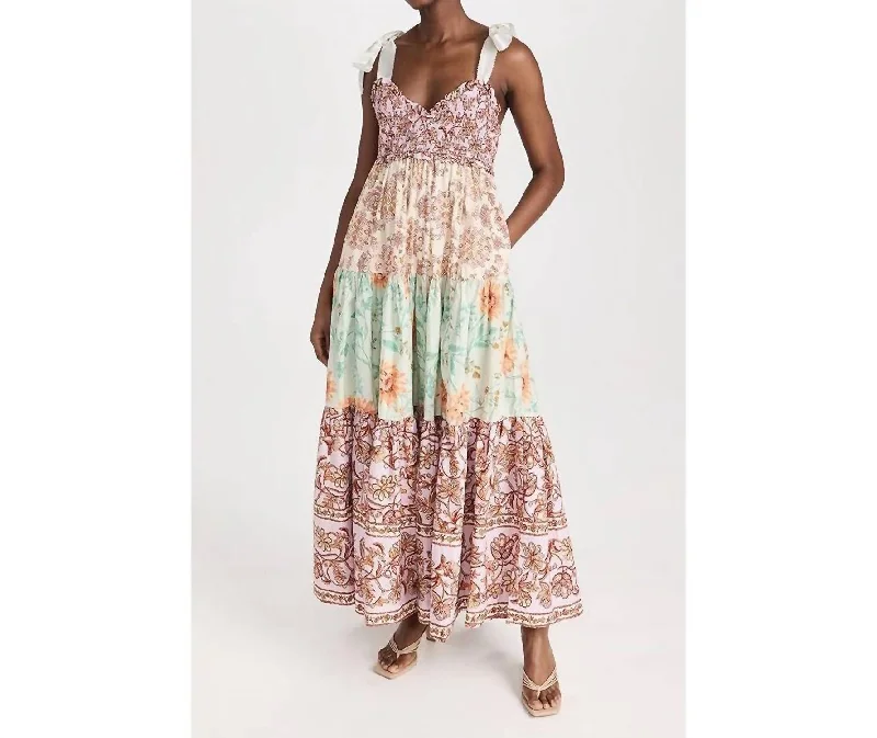 Bluebell Floral Print V-Neck Sleeveless Maxi Dress In Lilac Combo Discounts On Casual Weekend Styles