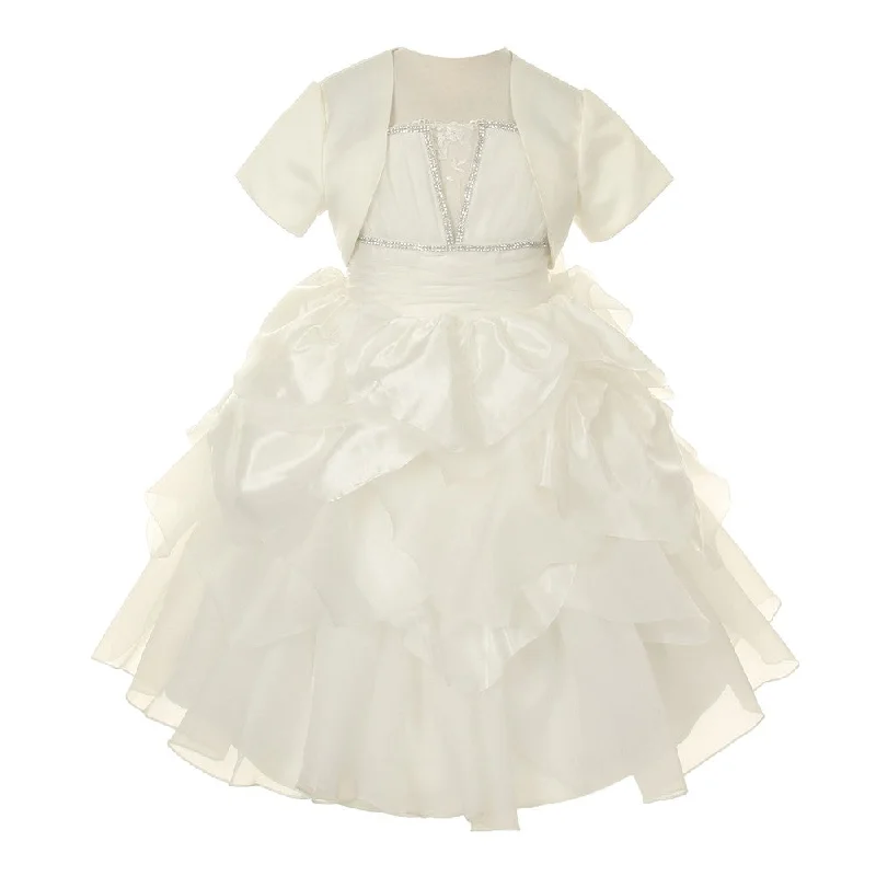 Little Girls White Taffeta Satin Bolero Communion Dress 4-6 Celebrate With Big Savings