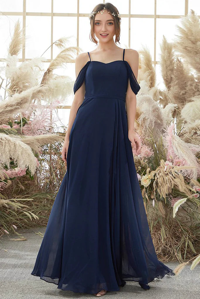 Emely A-Line/Princess Natural Waist Sleeveless Chiffon Floor Length V-Neck Bridesmaid Dresses Chic Allure