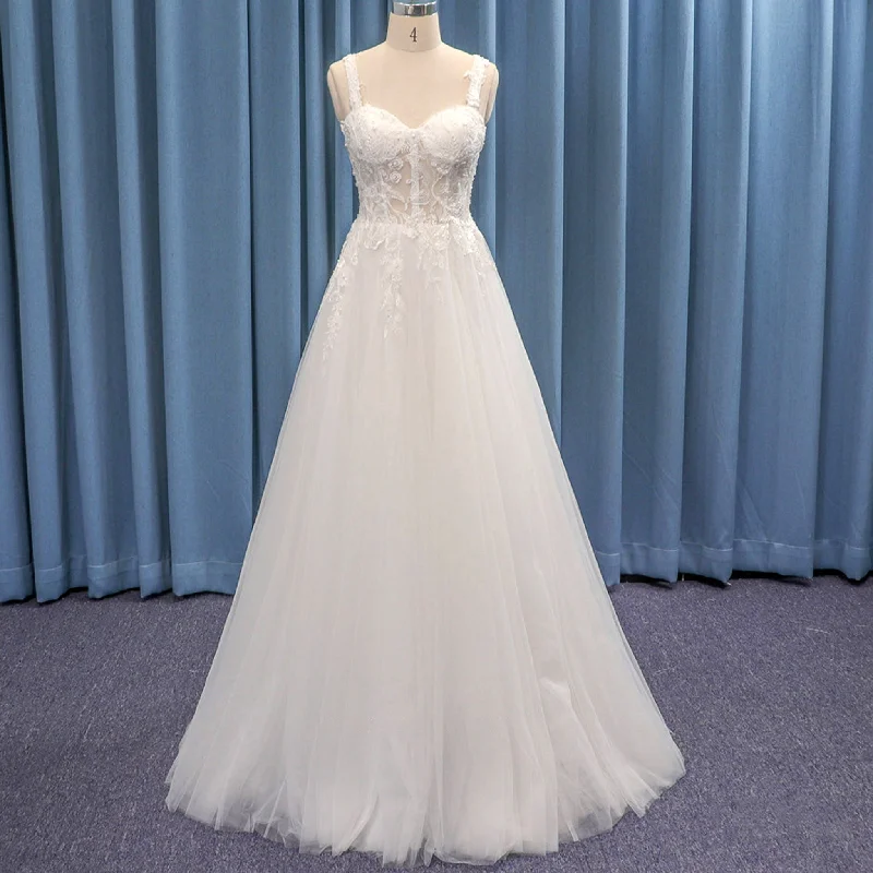 Tank Top Sweetheart Sheer Bodice Floor Wedding Dresses Tulle Skirt Buy More, Save More