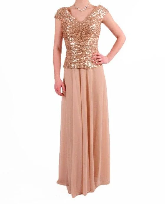 Cachet Long Formal Dress Cap Sleeve Evening Gown Style Upgrade