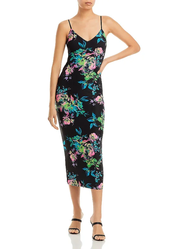 Womens Floral Print Mesh Slip Dress Summer Splash Sale