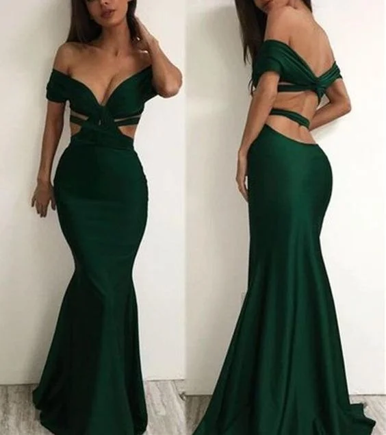 Dark Green Spandex Mermaid Sexy Party Gowns, Formal prom Gowns, Mermaid Evening Party Dresses    cg13618 Best-Sellers