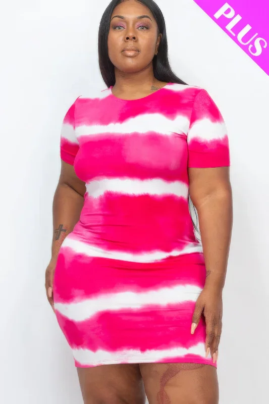 Plus Size Tie-dye Print Bodycon Dress Alluring Design