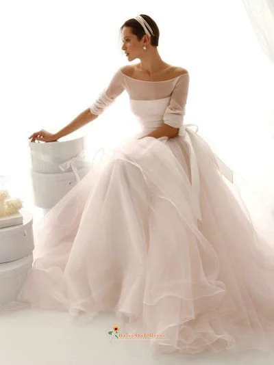 Illusion Sleeve Wedding Dress Special Occasion Wear