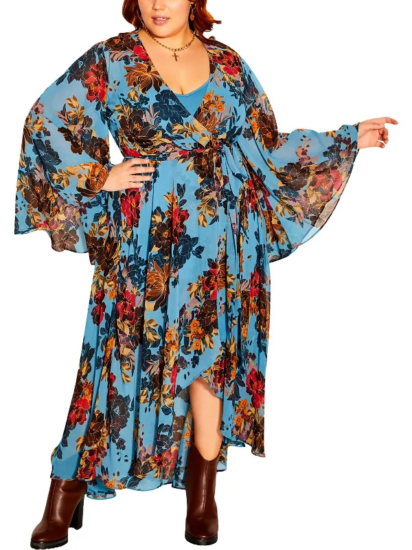 Womens Floral Print Polyester Maxi Dress Flash Deals