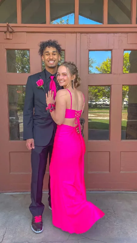 Hot Pink Prom Dress,Open Back Prom Gown Y3092 Ethnic Cultural Event Wear