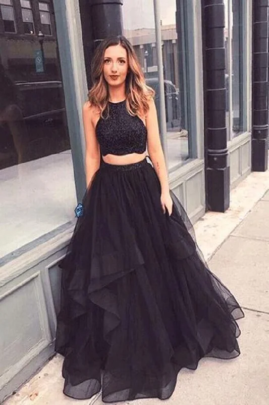 Elegant Two Piece Tulle Lace Prom Dress, Sexy Evening Dress, Long Prom Gowns  cg2685 Limited - Stock