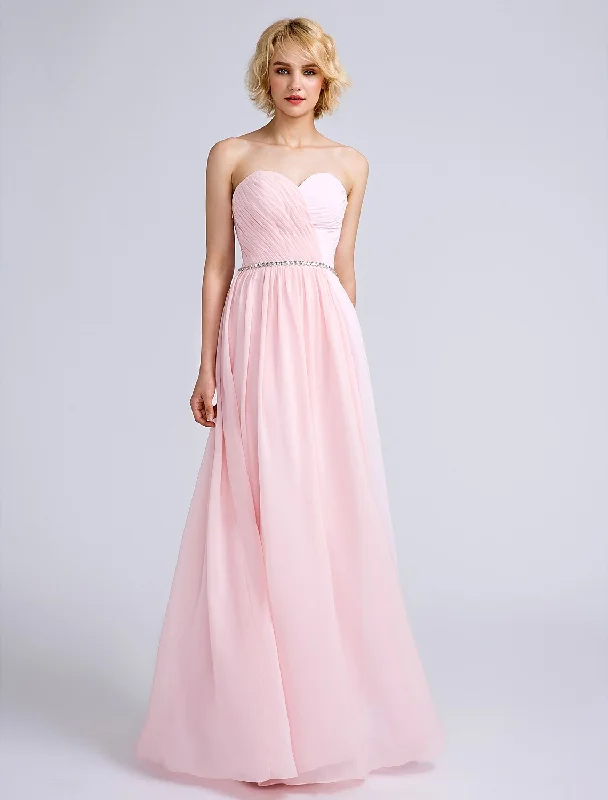 Sheath / Column Bridesmaid Dress Sweetheart Sleeveless Open Back Floor Length Chiffon with Criss Cross Mother'S Day Special