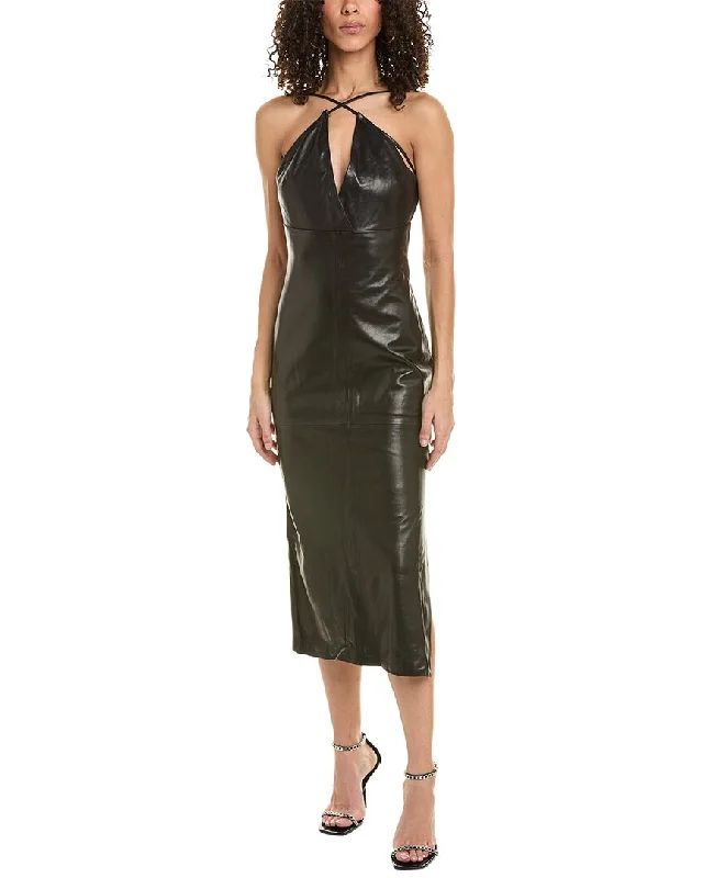 IRO Leather Midi Dress Classic Timeless Elegant Style