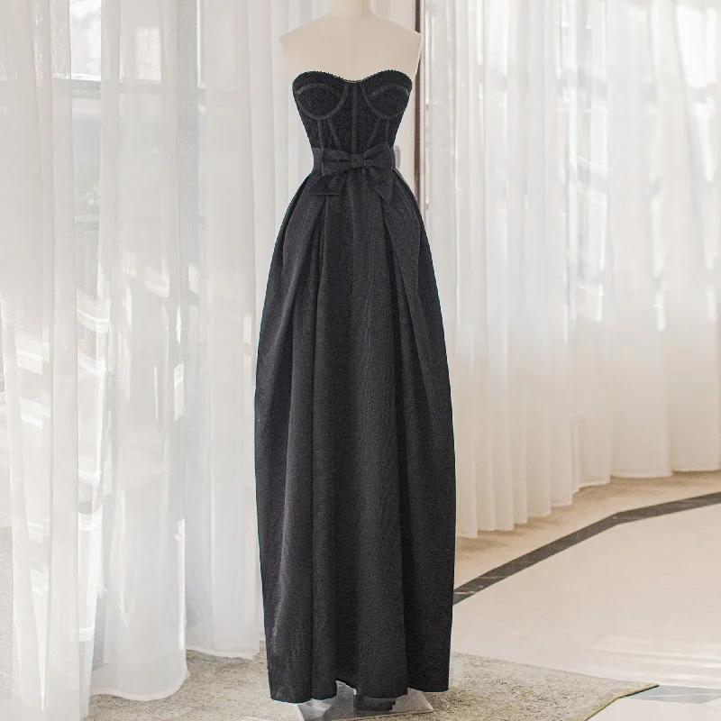 Floor Length Strapless Black Wedding Dresses Formal Gowns Tropical Island - Inspired Attire