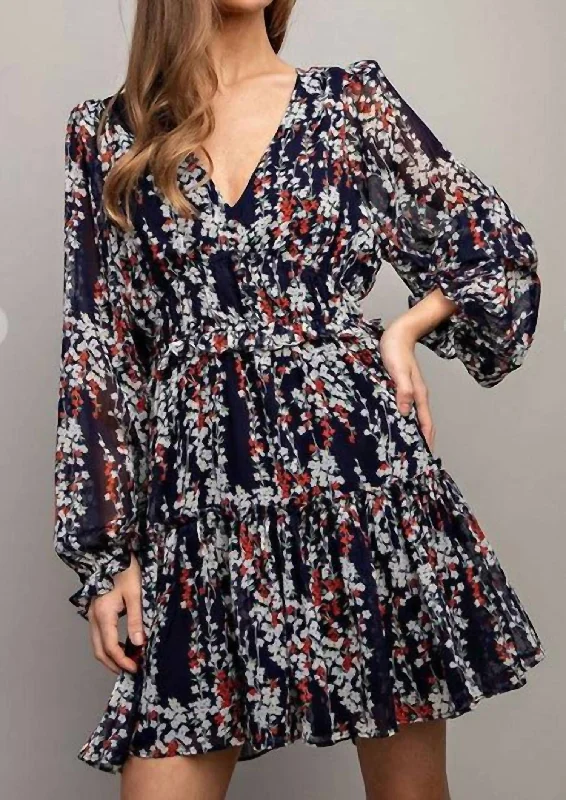 Cameron Floral Mini Dress In Navy Lighten Up With Nordic Styles