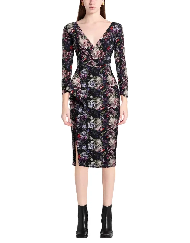 Gota Draped Floral Dress In Renaissance Effortless Sophistication