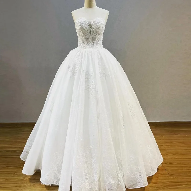 Traditional Strapless Lace Floor Length Bridal Wedding Gowns Grab Romantic Date - Night Styles Now