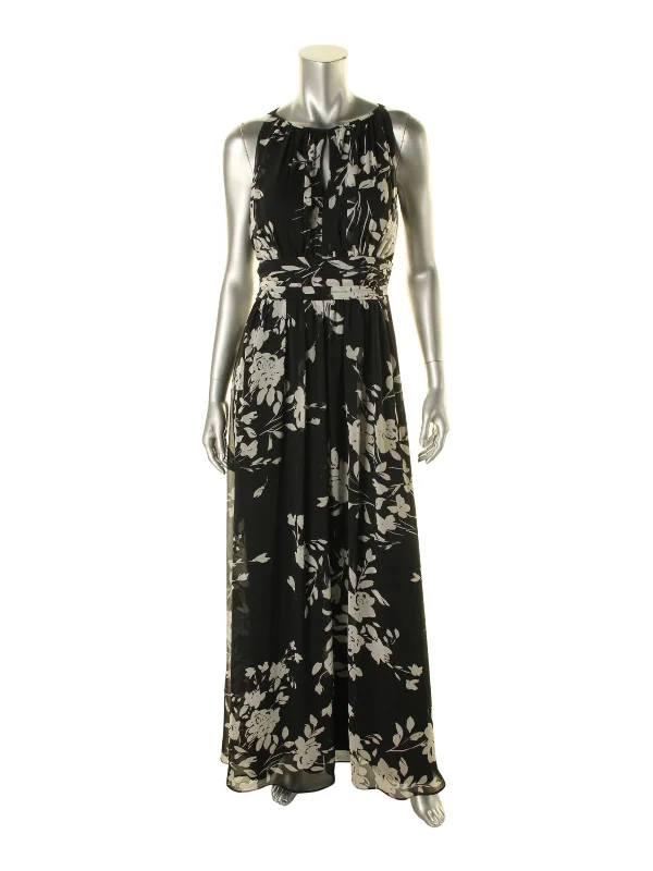 Womens Floral Print Full-Length Evening Dress End - Of - Month Blowout