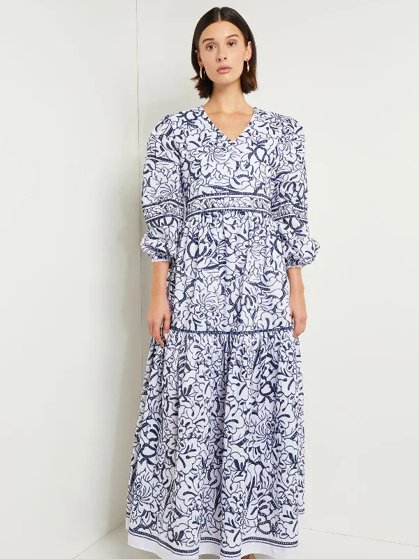 Embroidered Floral Cotton Maxi Dress Limited - Stock