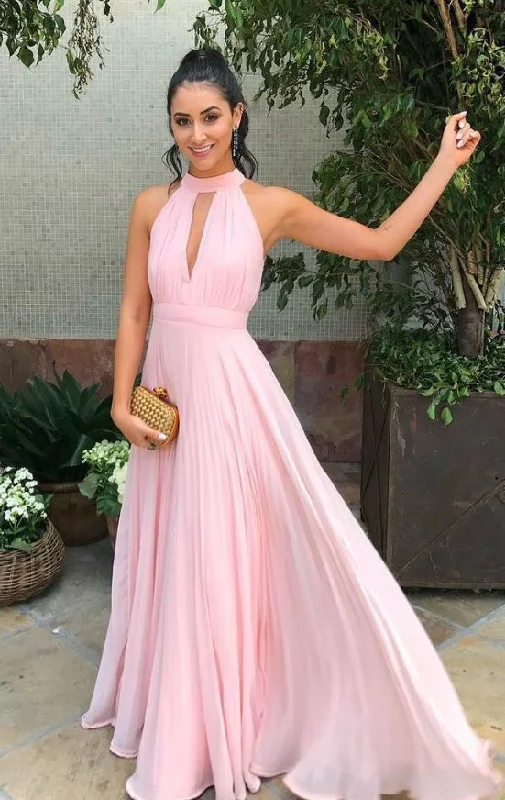 Pink Prom Dress,Tulle Evening Dresses,Pleat Prom Dresses,Halter Prom Gown    cg19921 Y2K Nostalgic Fashion Look