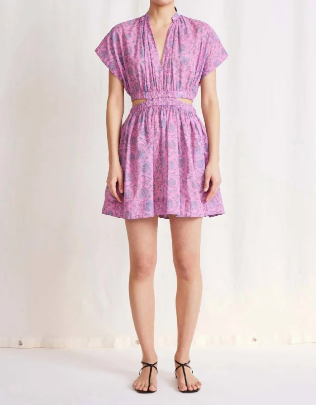 Pola Cut-Out Mini Dress In Sun Faded Floral Fuchsia Save On Classic Elegant Styles