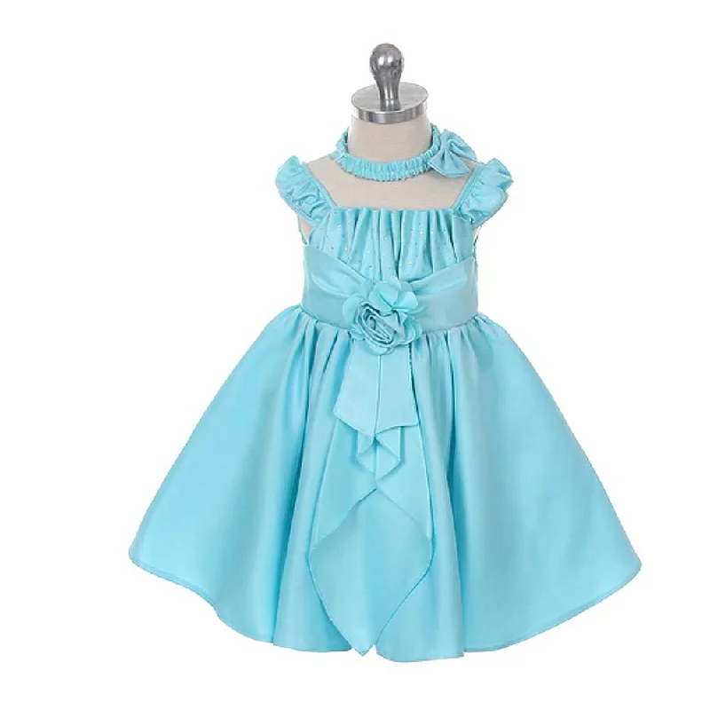 Aqua Satin Jewel Ruffle Pageant Dress Baby Girls 6M-24M Great Prices On Feminine Styles