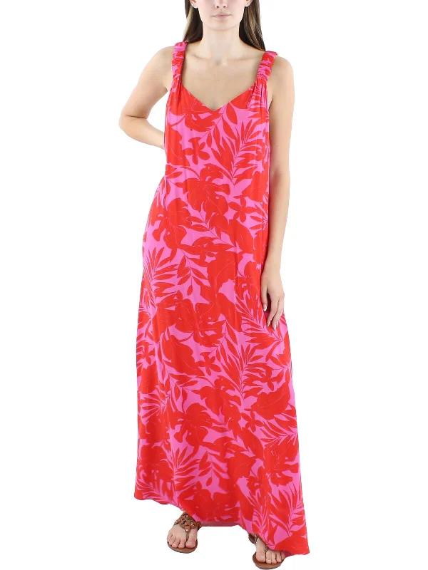 Womens Maxi Floral Print Maxi Dress Mid - Season Sale