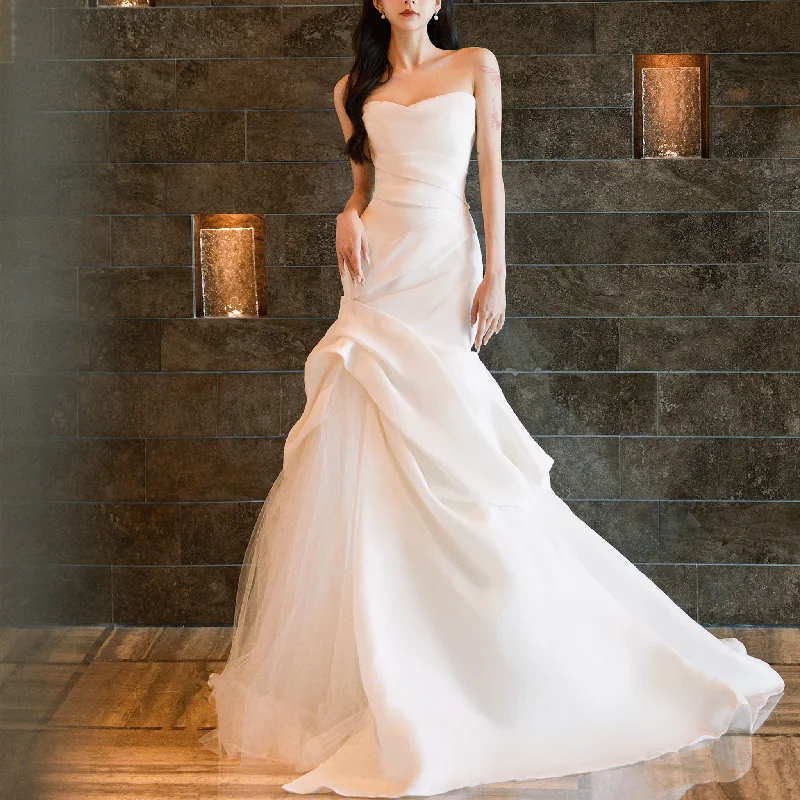 Strapless Trumpet Mermaid Wedding Dress Bridal Gown for Bride Update With Cottagecore Styles