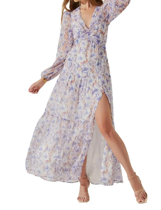 Seona Maxi Dress In Blue Floral Graceful Movement