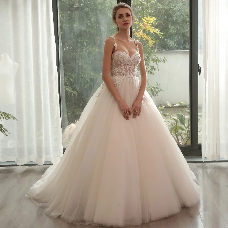 Sweetheart BallGown Beach Wedding Dress with Spaghetti Straps Effortless Sophistication