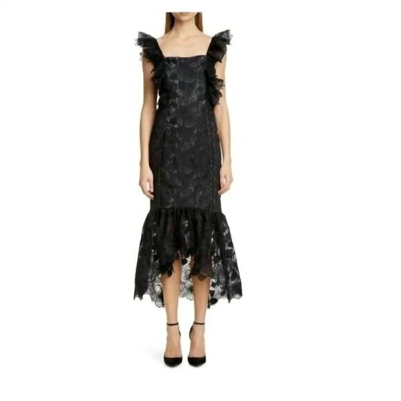 High Low Lace Cocktail Maxi Dress In Black Huge Savings On Parisian Styles