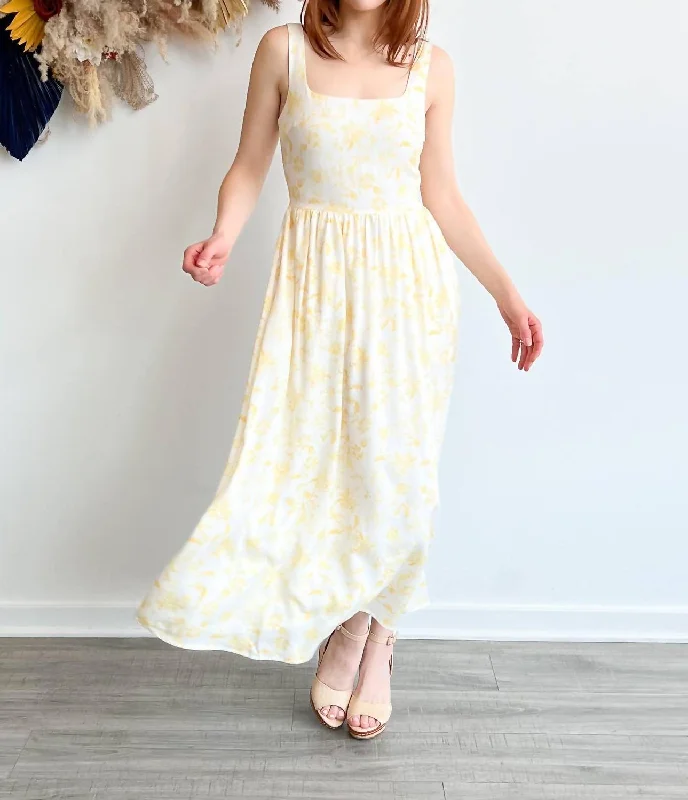 Charlotte Linen Dress In Yellow Floral Limited Time Deal