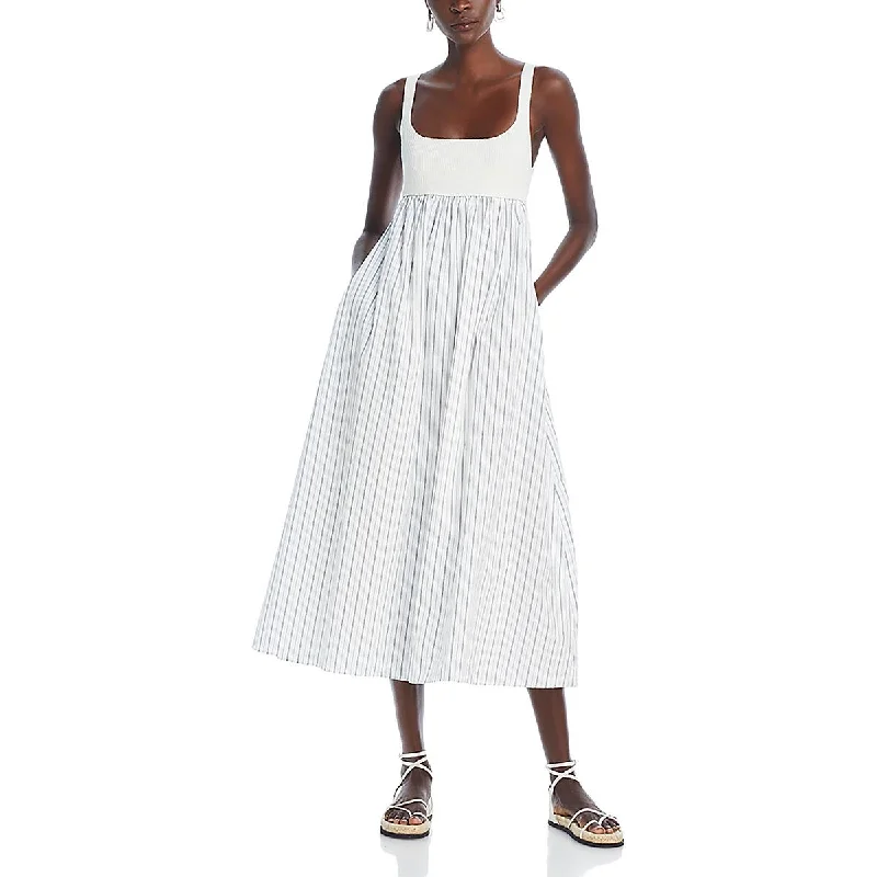 Womens Striped Sleeveless Maxi Dress Flash Deals