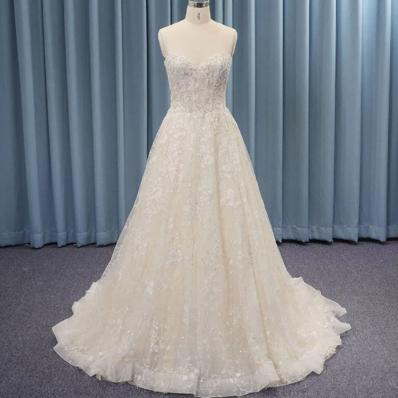 Strapless Sweetheart Lace A-line Wedding Dress Wardrobe Refresh