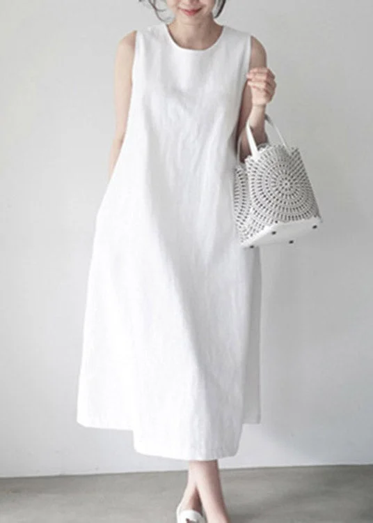 White Cozy Holiday Slip Dresses Sleeveless Summer Essentials