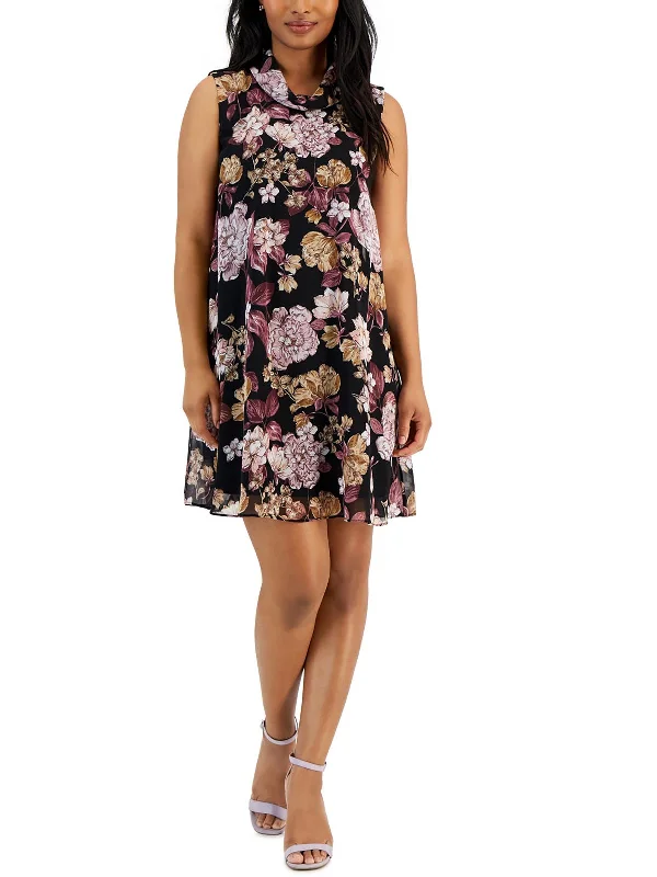 Petites Womens Above Knee Floral Print Sheath Dress Grab Romantic Date - Night Styles Now