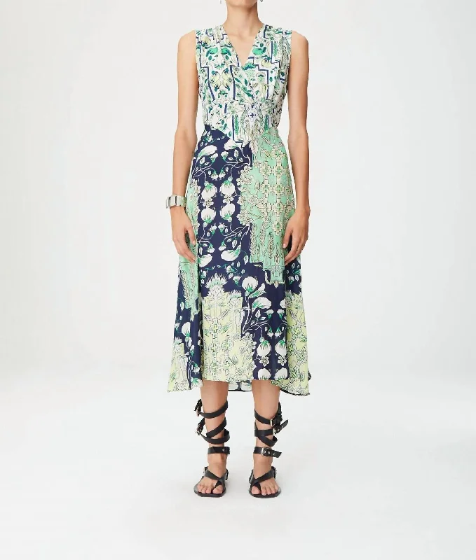 Bariloche Ada Sleeveless Midi Dress In Green And Blue Wardrobe Refresh