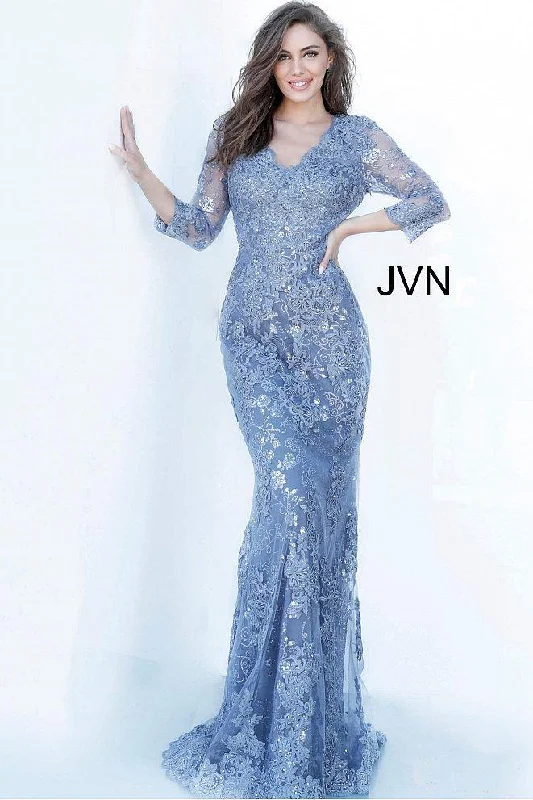 Jovani 3402321 3/4 Sleeve Long Formal Lace Dress Save On Inspired Styles