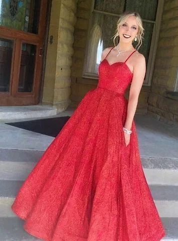 Ball Gown Spaghetti Straps Long Sexy Red Sequins Prom Dress   cg12787 Big Savings On Minimalist Office Styles