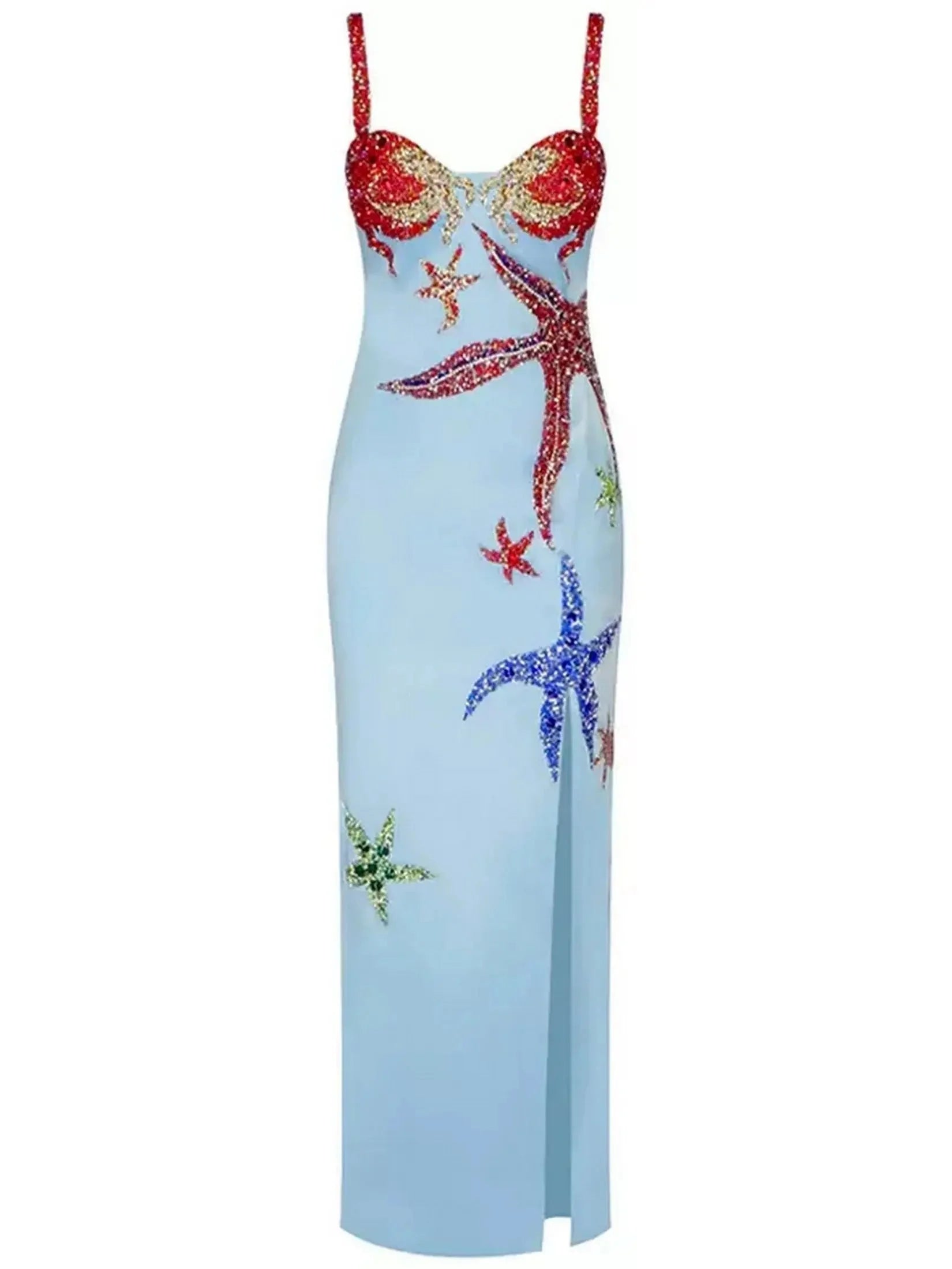 Embellished Starfish Satin Dress Save On Inspired Styles