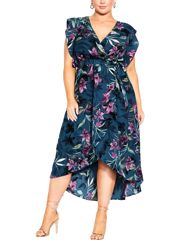 Plus Womens Floral Print Polyester Maxi Dress Wardrobe Refresh