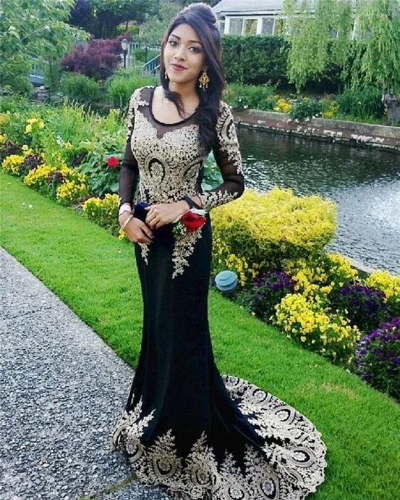 Lace Prom Dress Mermaid Evening Gown Formal ChiffonProm Gown Rhinestone Long Sleeve Evening Dresses   cg10775 Today Only