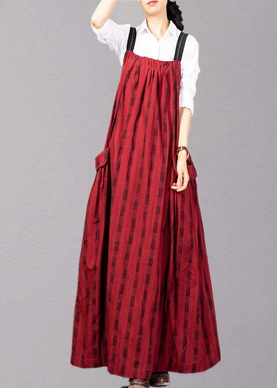 Modern sleeveless linen clothes Catwalk red patchwork Dress fall Minimalist Office - Ready Style