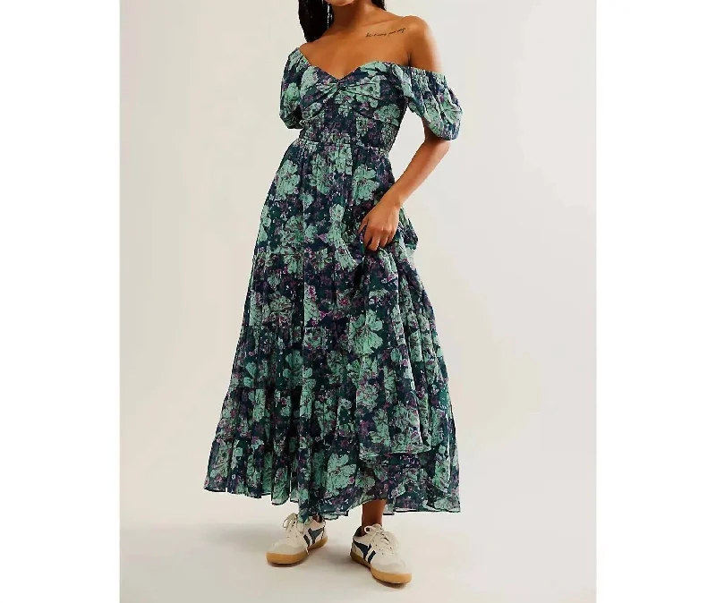 Sundrenched Floral Tiered Maxi Sundress In Emerald Combo Limited - Time Bundle